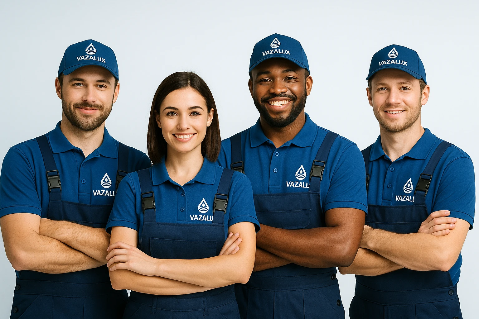 Equipe técnica da Vazalux reunida em atendimento profissional