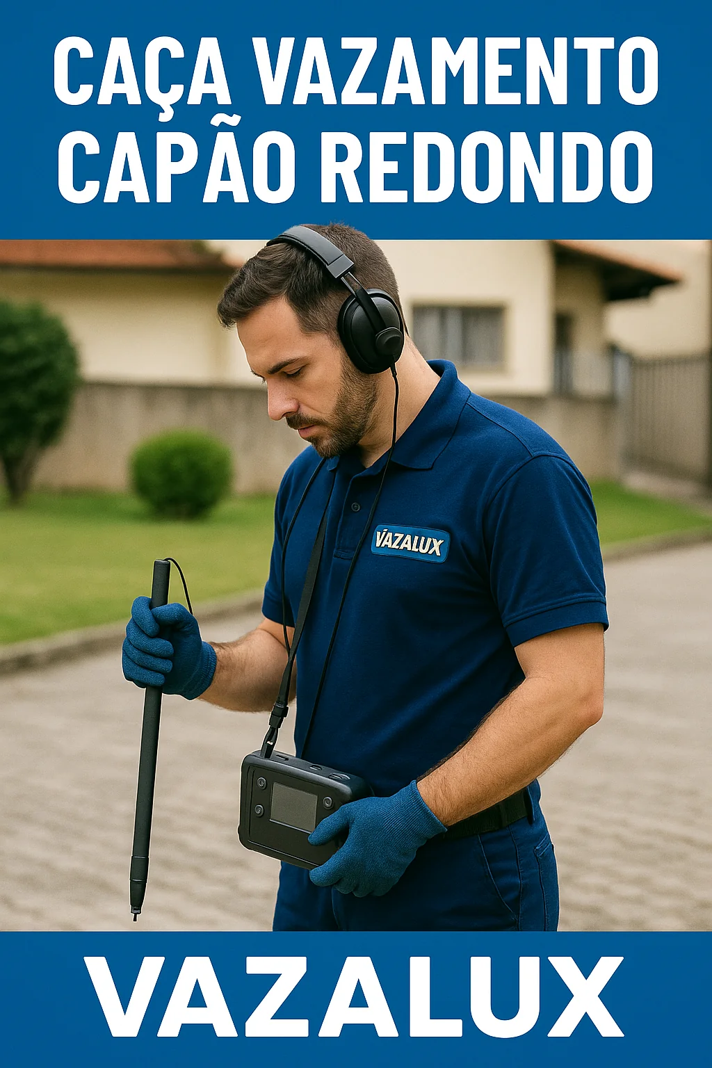 Técnico Vazalux realizando caça vazamento em Capão Redondo SP com geofone profissional