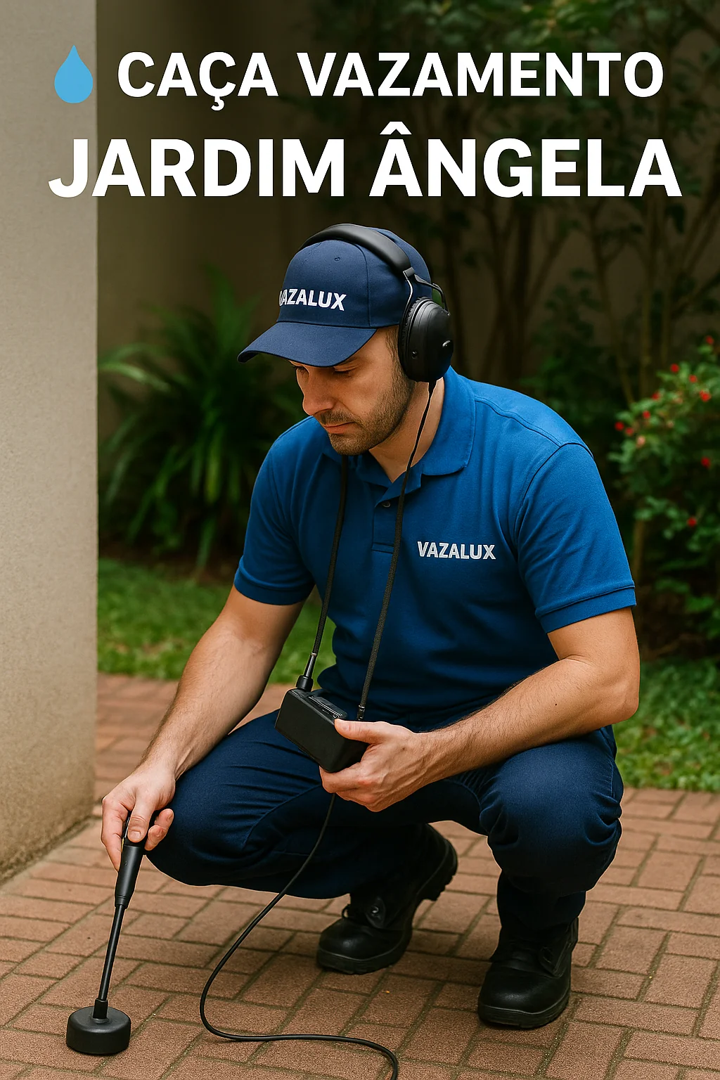 Técnico Vazalux realizando detecção de vazamento no Jardim Ângela SP