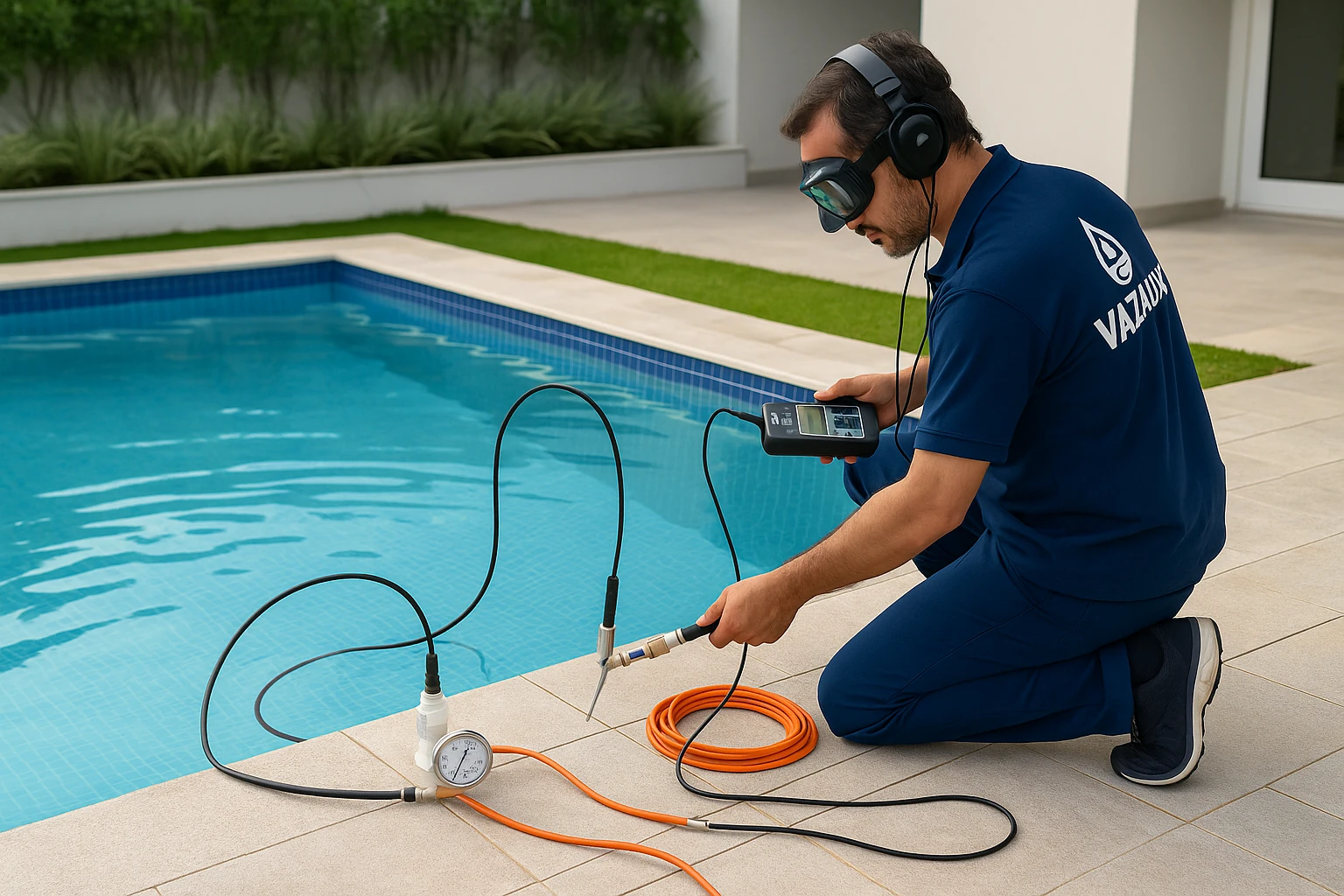 Como verificar vazamento de piscina com teste profissional e equipamentos Vazalux