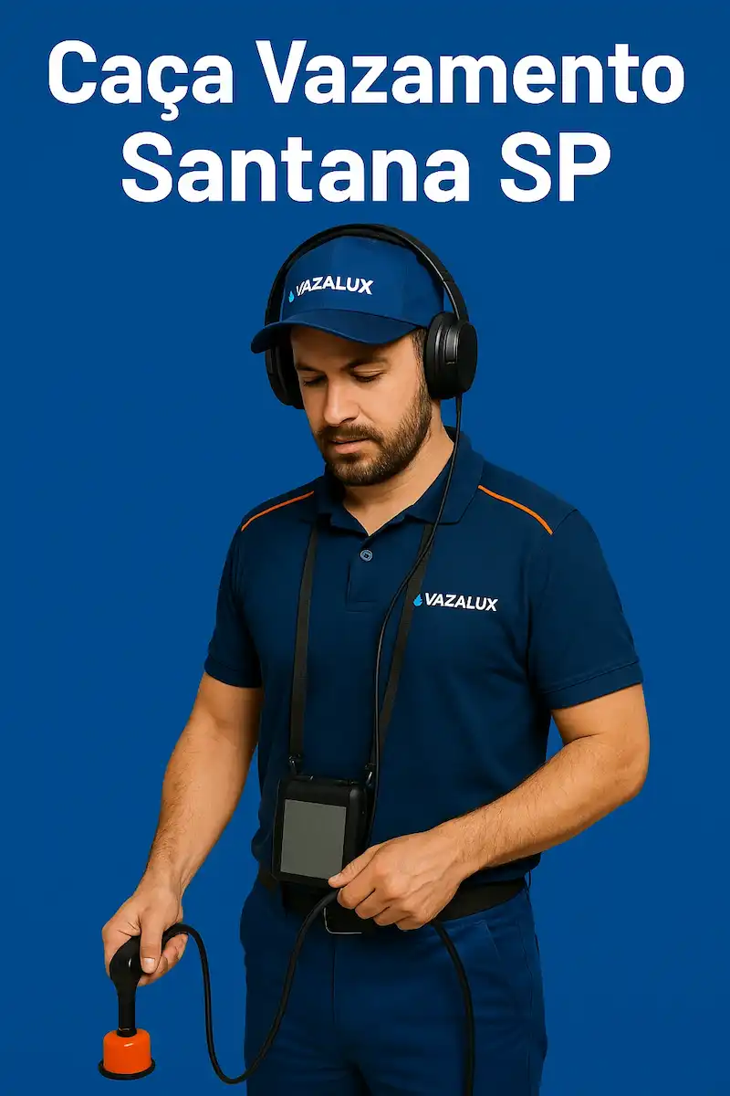 Caça vazamento em Santana SP – técnico Vazalux usando geofone digital
