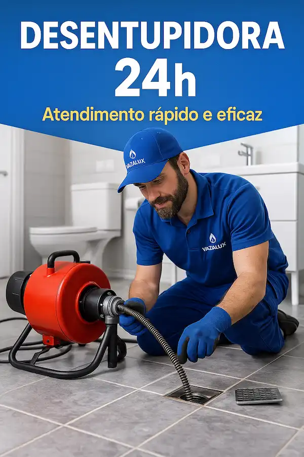 Técnico da Vazalux realizando desentupimento profissional