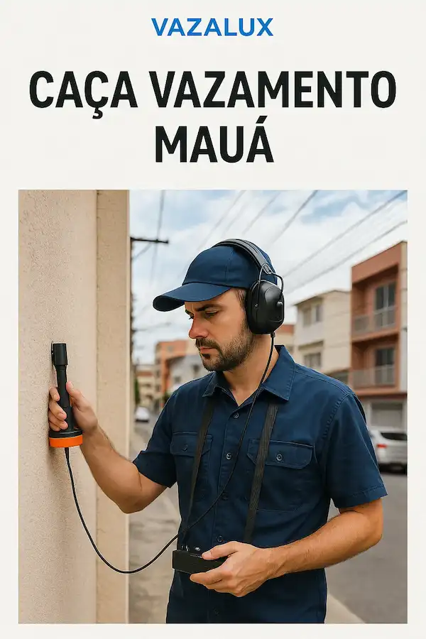 Técnico Vazalux realizando caça vazamento em Mauá SP com geofone profissional