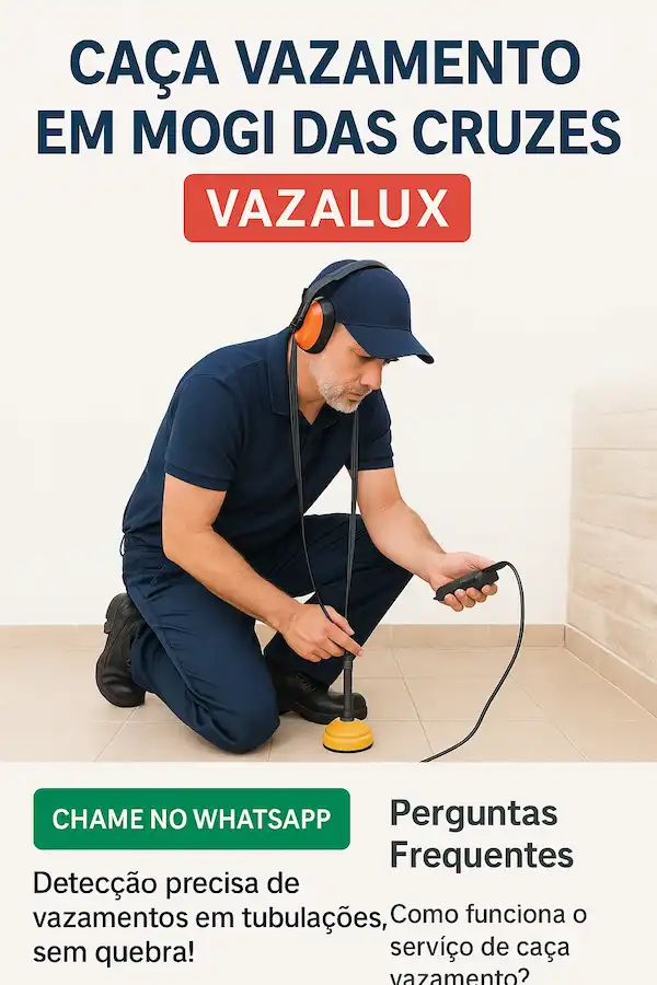 Técnico Vazalux realizando caça vazamento em Mogi das Cruzes com geofone profissional