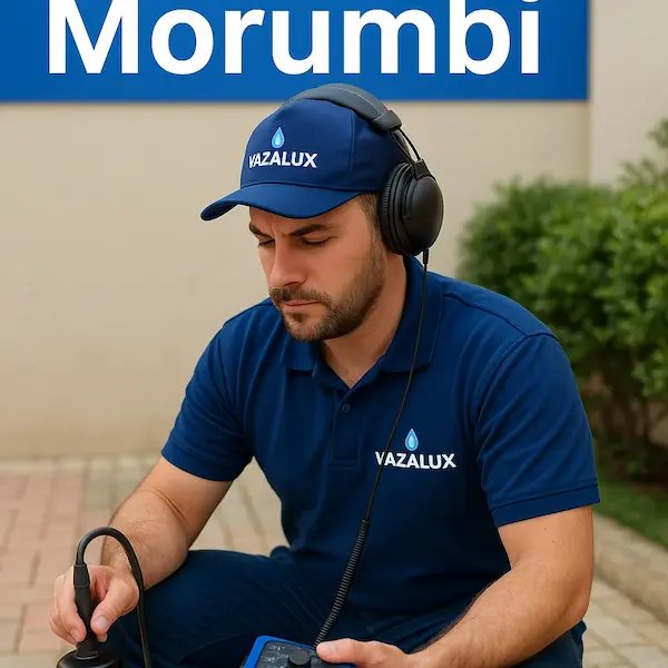 Técnico Vazalux realizando caça vazamento no Morumbi com geofone profissional