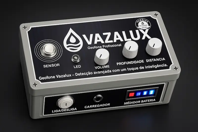 Geofone profissional Vazalux Pro para caça vazamentos – geofone eletrônico digital