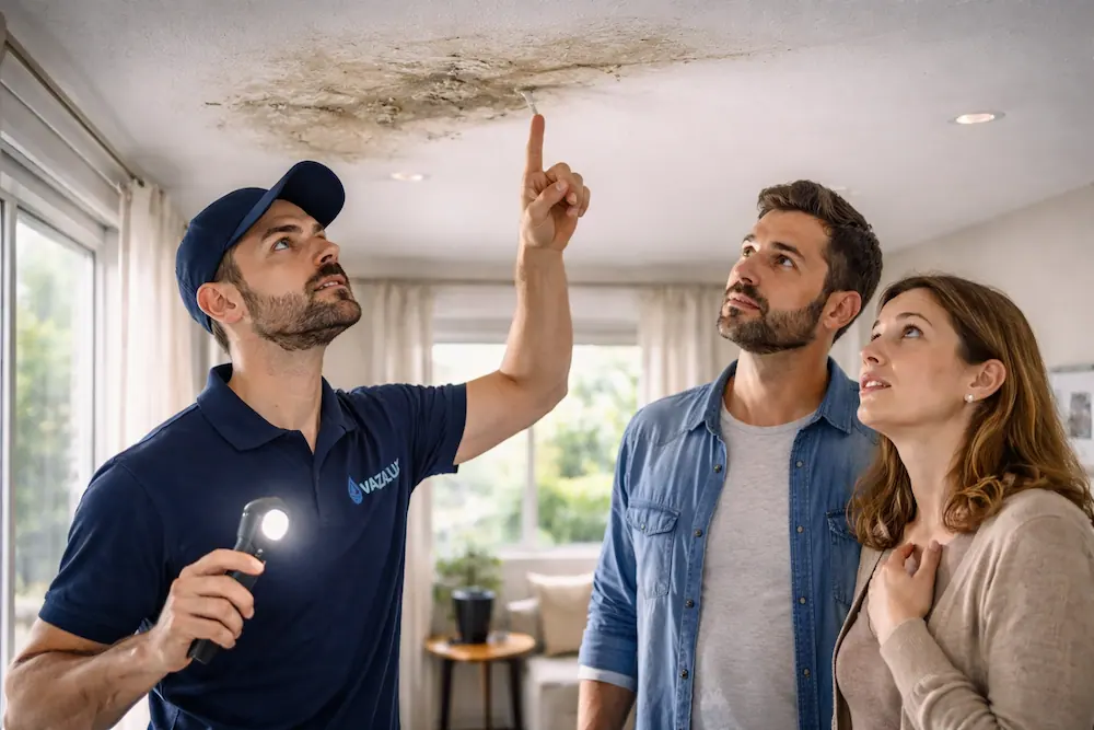 Inspeção residencial de vazamentos pela equipe Vazalux