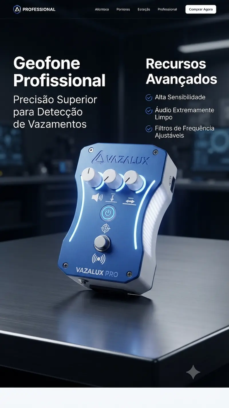 Painel e controles do geofone profissional Vazalux Pro